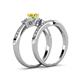 4 - Freya 5.00 mm Yellow and White Diamond Butterfly Bridal Set Ring 