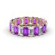 1 - Victoria 5x3 mm Emerald Cut Amethyst and Diamond Eternity Band 