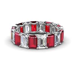 Victoria x Emerald Cut Ruby and Diamond Eternity Band Emerald Cut x Ruby and Diamond ctw Womens Eternity Ring Stackable K White Gold
