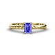 1 - Leona Bold 7x5 mm Emerald Cut Tanzanite Solitaire Rope Engagement Ring 