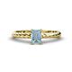 1 - Leona Bold 7x5 mm Emerald Cut Aquamarine Solitaire Rope Engagement Ring 