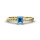 1 - Leona Bold 7x5 mm Emerald Cut Blue Topaz Solitaire Rope Engagement Ring 