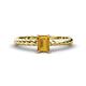 1 - Leona Bold 7x5 mm Emerald Cut Citrine Solitaire Rope Engagement Ring 