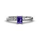 1 - Leona Bold 7x5 mm Emerald Cut Iolite Solitaire Rope Engagement Ring 