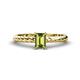 1 - Leona Bold 7x5 mm Emerald Cut Peridot Solitaire Rope Engagement Ring 