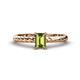 1 - Leona Bold 7x5 mm Emerald Cut Peridot Solitaire Rope Engagement Ring 