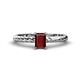 1 - Leona Bold 7x5 mm Emerald Cut Red Garnet Solitaire Rope Engagement Ring 