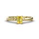 1 - Leona Bold 7x5 mm Emerald Cut Yellow Sapphire Solitaire Rope Engagement Ring 