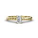 1 - Leona Bold 7x5 mm Emerald Cut White Sapphire Solitaire Rope Engagement Ring 