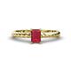 1 - Leona Bold 7x5 mm Emerald Cut Ruby Solitaire Rope Engagement Ring 