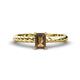 1 - Leona Bold 7x5 mm Emerald Cut Smoky Quartz Solitaire Rope Engagement Ring 