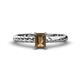 1 - Leona Bold 7x5 mm Emerald Cut Smoky Quartz Solitaire Rope Engagement Ring 