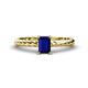 1 - Leona Bold 7x5 mm Emerald Cut Blue Sapphire Solitaire Rope Engagement Ring 