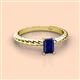 2 - Leona Bold 7x5 mm Emerald Cut Blue Sapphire Solitaire Rope Engagement Ring 