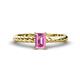 1 - Leona Bold 7x5 mm Emerald Cut Pink Sapphire Solitaire Rope Engagement Ring 