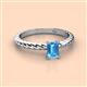 2 - Leona Bold 7x5 mm Emerald Cut Blue Topaz Solitaire Rope Engagement Ring 