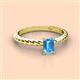 2 - Leona Bold 7x5 mm Emerald Cut Blue Topaz Solitaire Rope Engagement Ring 