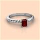 2 - Leona Bold 7x5 mm Emerald Cut Red Garnet Solitaire Rope Engagement Ring 