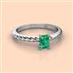 2 - Leona Bold 7x5 mm Emerald Cut Emerald Solitaire Rope Engagement Ring 
