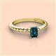 2 - Leona Bold 7x5 mm Emerald Cut London Blue Topaz Solitaire Rope Engagement Ring 