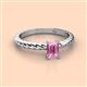 2 - Leona Bold 7x5 mm Emerald Cut Pink Sapphire Solitaire Rope Engagement Ring 