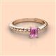 2 - Leona Bold 7x5 mm Emerald Cut Pink Sapphire Solitaire Rope Engagement Ring 