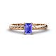 1 - Leona Bold 7x5 mm Emerald Cut Tanzanite Solitaire Rope Engagement Ring 