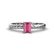 1 - Leona Bold 7x5 mm Emerald Cut Pink Tourmaline Solitaire Rope Engagement Ring 