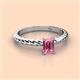 2 - Leona Bold 7x5 mm Emerald Cut Pink Tourmaline Solitaire Rope Engagement Ring 