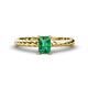 1 - Leona Bold 7x5 mm Emerald Cut Emerald Solitaire Rope Engagement Ring 