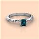 2 - Leona Bold 7x5 mm Emerald Cut London Blue Topaz Solitaire Rope Engagement Ring 