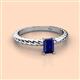 2 - Leona Bold 7x5 mm Emerald Cut Blue Sapphire Solitaire Rope Engagement Ring 