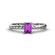1 - Leona Bold 7x5 mm Emerald Cut Amethyst Solitaire Rope Engagement Ring 