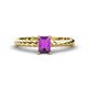 1 - Leona Bold 7x5 mm Emerald Cut Amethyst Solitaire Rope Engagement Ring 