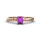 1 - Leona Bold 7x5 mm Emerald Cut Amethyst Solitaire Rope Engagement Ring 