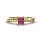 1 - Leona Bold 7x5 mm Emerald Cut Rhodolite Garnet Solitaire Rope Engagement Ring 