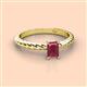 2 - Leona Bold 7x5 mm Emerald Cut Rhodolite Garnet Solitaire Rope Engagement Ring 