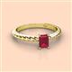 2 - Leona Bold 7x5 mm Emerald Cut Ruby Solitaire Rope Engagement Ring 