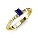 3 - Leona Bold 7x5 mm Emerald Cut Blue Sapphire Solitaire Rope Engagement Ring 