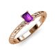 3 - Leona Bold 7x5 mm Emerald Cut Amethyst Solitaire Rope Engagement Ring 