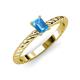 3 - Leona Bold 7x5 mm Emerald Cut Blue Topaz Solitaire Rope Engagement Ring 