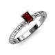 3 - Leona Bold 7x5 mm Emerald Cut Red Garnet Solitaire Rope Engagement Ring 