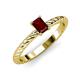 3 - Leona Bold 7x5 mm Emerald Cut Red Garnet Solitaire Rope Engagement Ring 