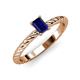 3 - Leona Bold 7x5 mm Emerald Cut Blue Sapphire Solitaire Rope Engagement Ring 