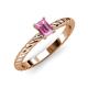 3 - Leona Bold 7x5 mm Emerald Cut Pink Sapphire Solitaire Rope Engagement Ring 