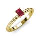 3 - Leona Bold 7x5 mm Emerald Cut Ruby Solitaire Rope Engagement Ring 