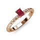 3 - Leona Bold 7x5 mm Emerald Cut Ruby Solitaire Rope Engagement Ring 