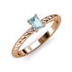 3 - Leona Bold 7x5 mm Emerald Cut Aquamarine Solitaire Rope Engagement Ring 