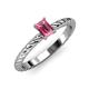 3 - Leona Bold 7x5 mm Emerald Cut Pink Tourmaline Solitaire Rope Engagement Ring 
