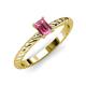 3 - Leona Bold 7x5 mm Emerald Cut Pink Tourmaline Solitaire Rope Engagement Ring 